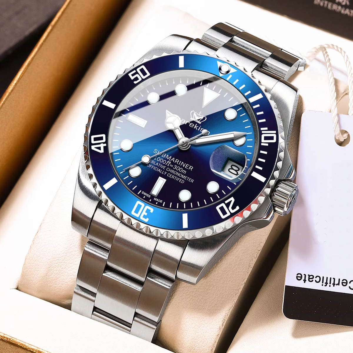 Чоловічий годинник Hemsut Zurich Carekiso Blue 43 мм із синім циферблатом — фото 1