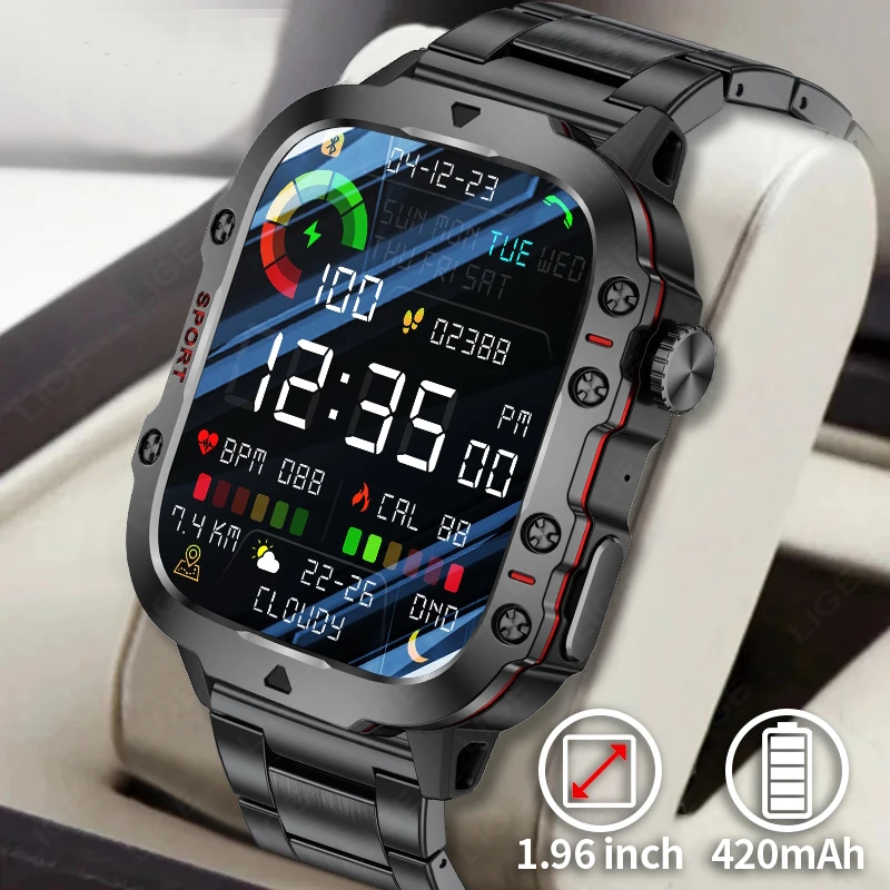 Lige Smart Expert Nano Steel 1692, смартгодинник 1.96″ зі сталевим ремінцем, 2 ремінці — фото 2