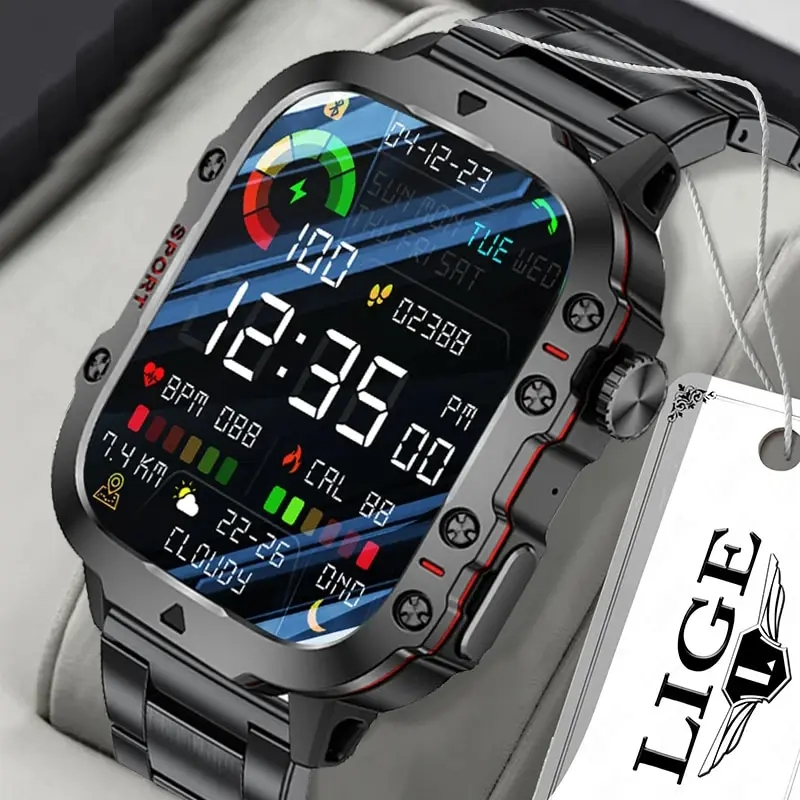 Lige Smart Expert Nano Steel 1692, смартгодинник 1.96″ зі сталевим ремінцем, 2 ремінці — фото 3