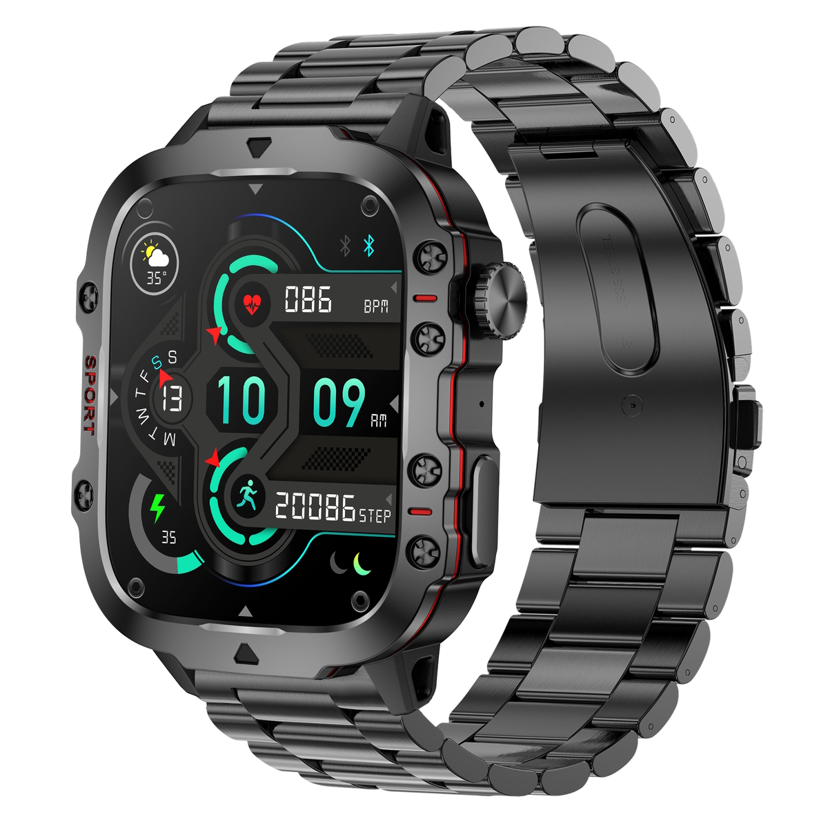 Lige Smart Expert Nano Steel 1692, смартгодинник 1.96″ зі сталевим ремінцем, 2 ремінці — фото 9