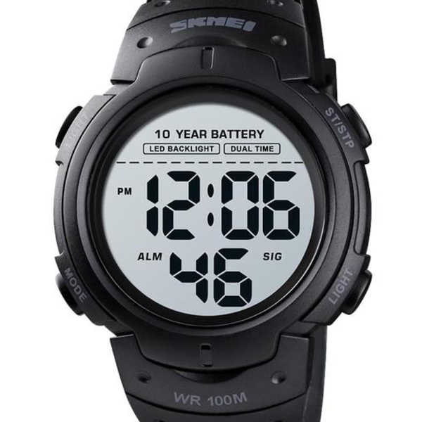 Чоловічий годинник Skmei Neon 10 Bar Black 1134, чорний, 10 атм — фото 1
