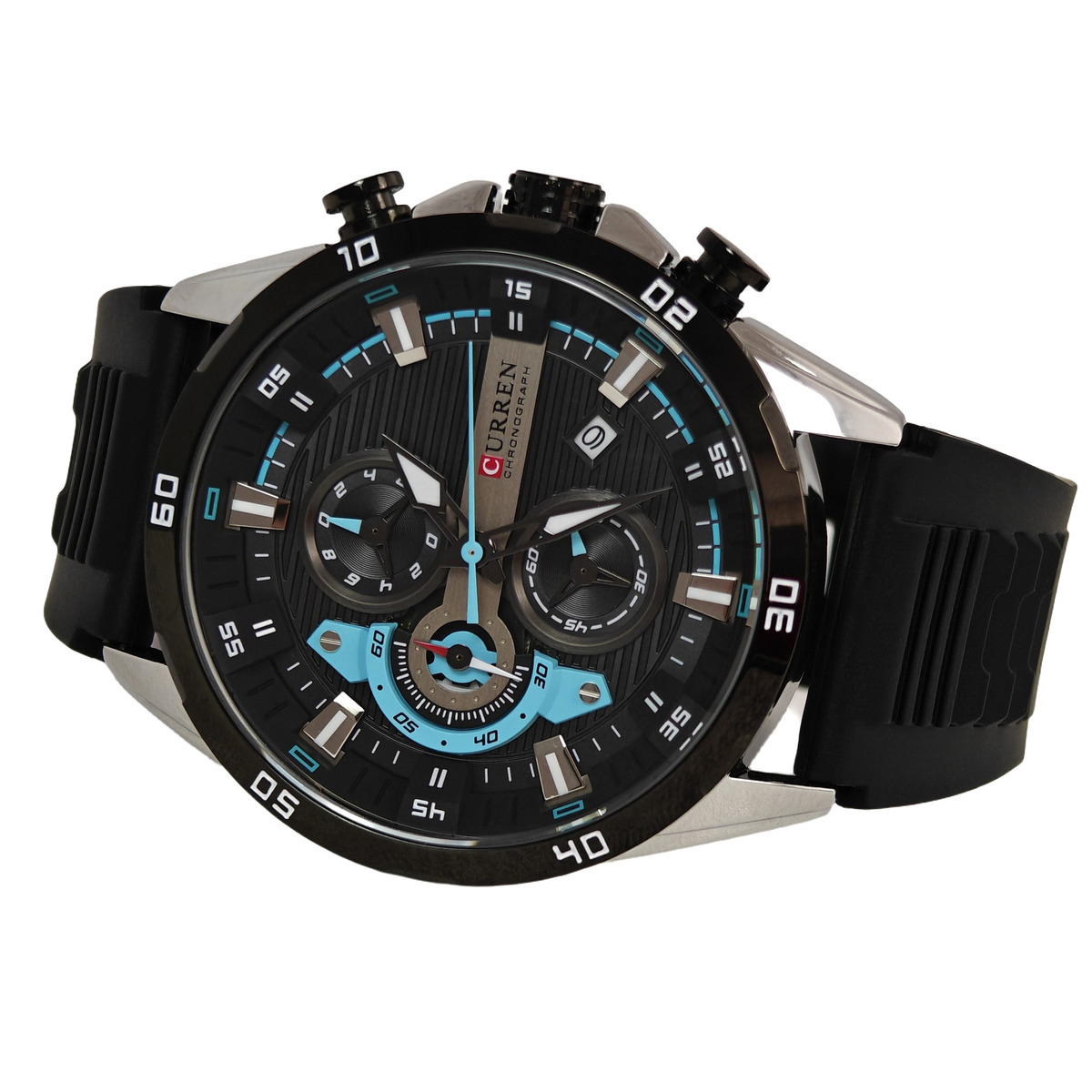 Чоловічий годинник Curren Roberto Elastic Black 2166 з хронографом, 2 ремінці — фото 2