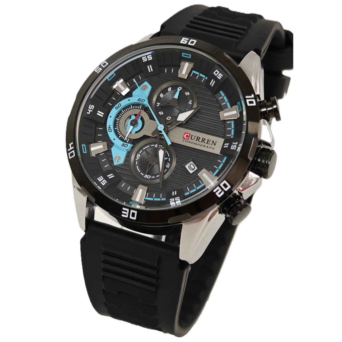 Чоловічий годинник Curren Roberto Elastic Black 2166 з хронографом, 2 ремінці — фото 7