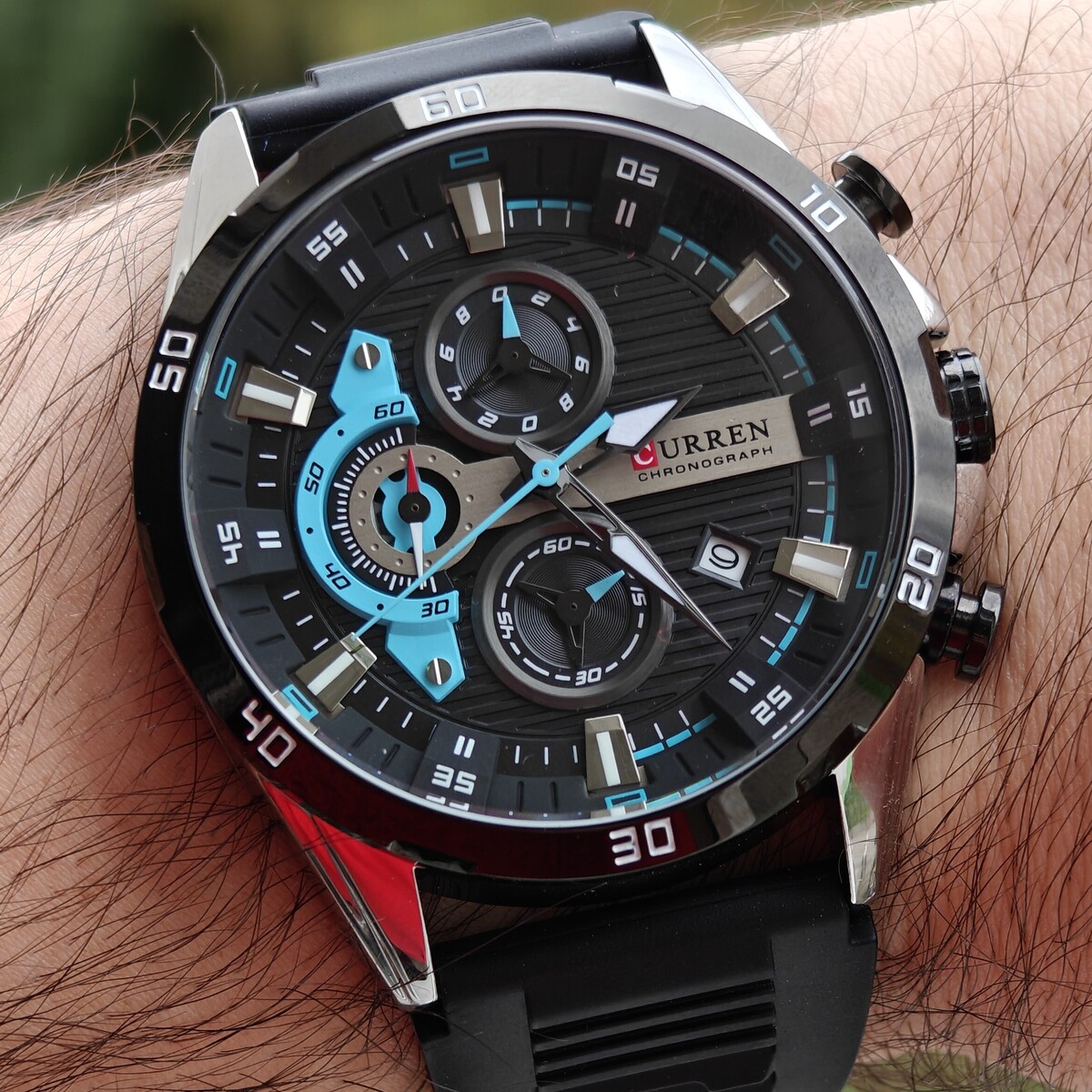 Чоловічий годинник Curren Roberto Elastic Black 2166 з хронографом, 2 ремінці — фото 8