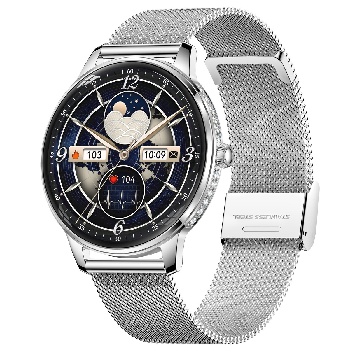 Смартгодинник UWatch Smart Brilliant Slim Silver Rubber 1.19 AMOLED, сріблястий, 2 ремінці — фото 2