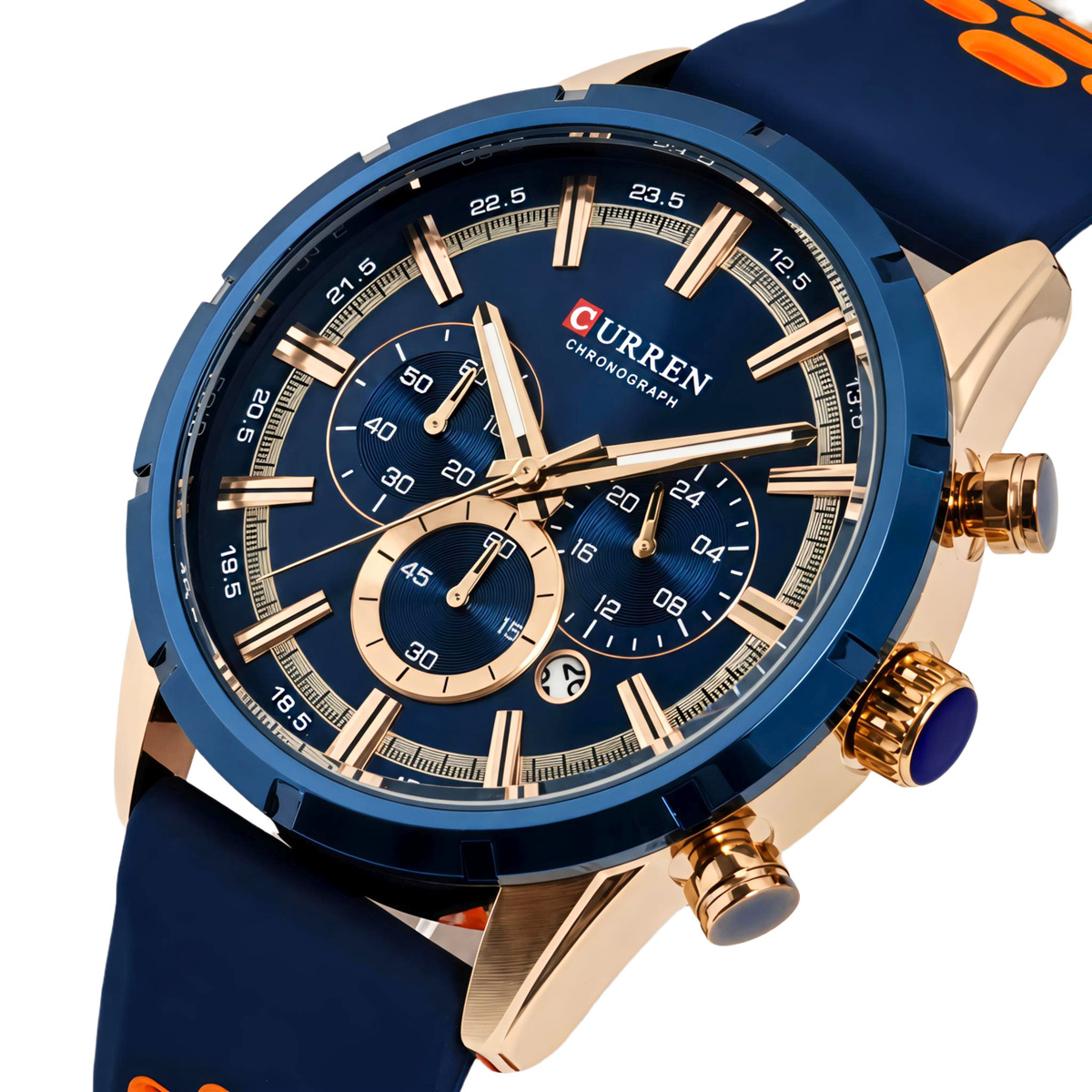 Чоловічий годинник Curren Wild Lava Blue 2461 з хронографом і 2 ремінцями — фото 1