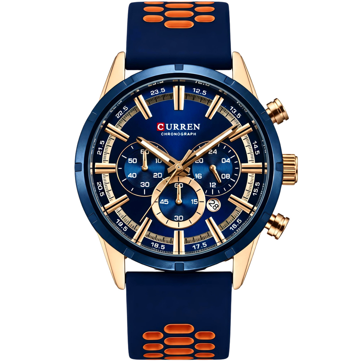 Чоловічий годинник Curren Wild Lava Blue 2461 з хронографом і 2 ремінцями — фото 2