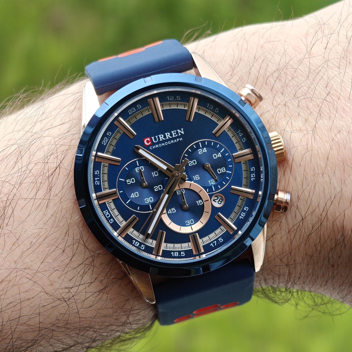 Чоловічий годинник Curren Wild Lava Blue 2461 з хронографом і 2 ремінцями — фото 7