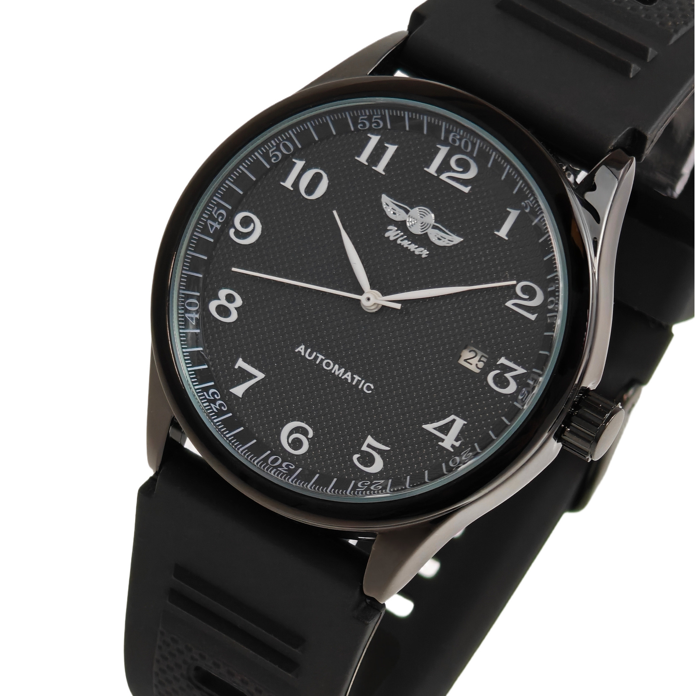 Чоловічий годинник Winner Handsome Elastic Black 2218 з автозаводом і 2 ремінцями — фото 2