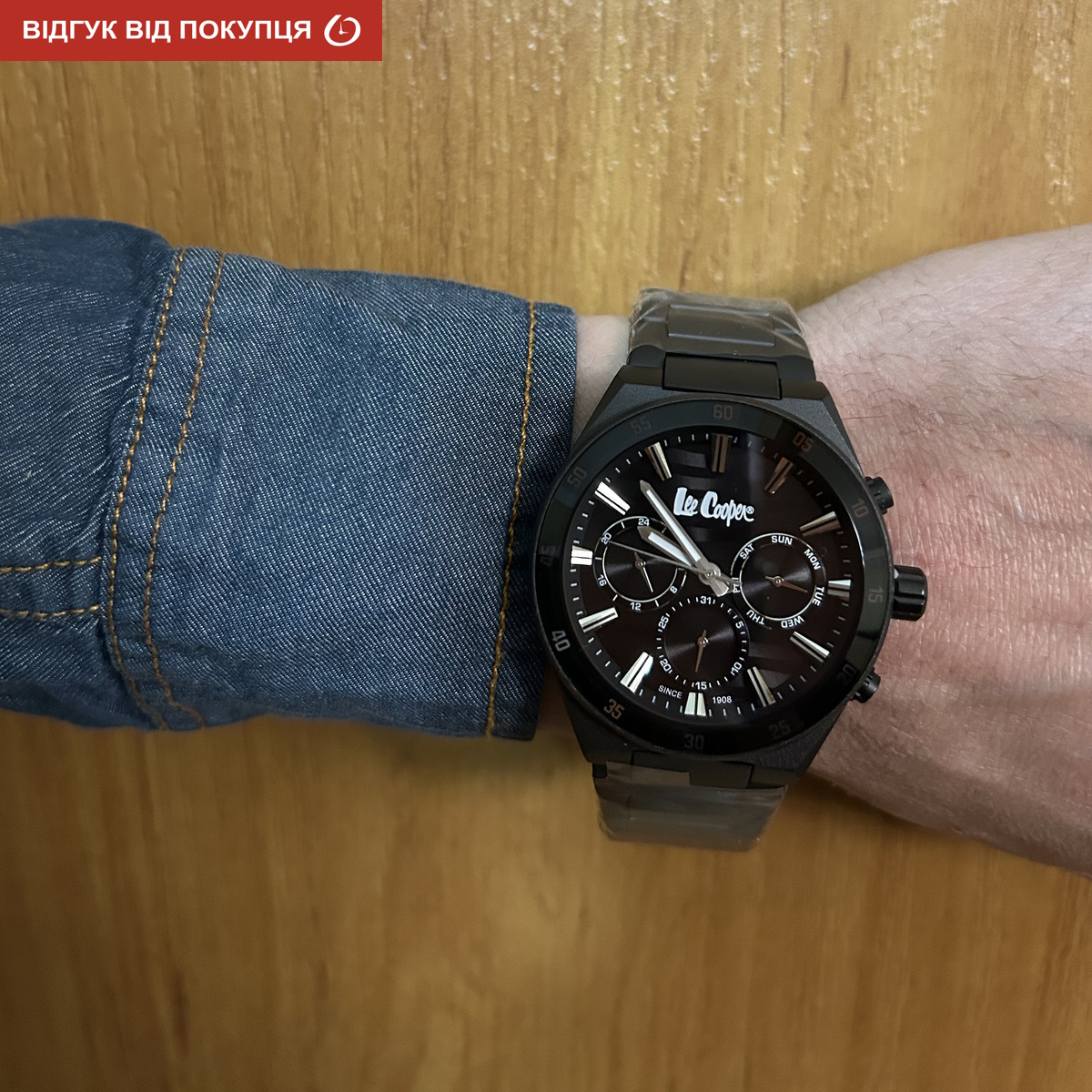 Чоловічий годинник Lee Cooper Hit Black 1976 з чорним сталевим браслетом, 43 мм — фото 9