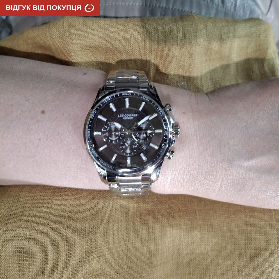 Чоловічий годинник Lee Cooper SuperMetal 1965 сріблястий з чорним циферблатом — фото 10