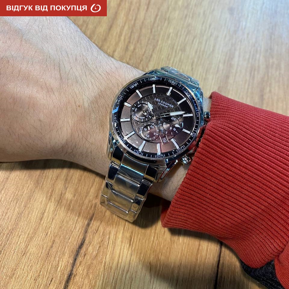 Чоловічий годинник Lee Cooper SuperMetal 1965 сріблястий з чорним циферблатом — фото 9