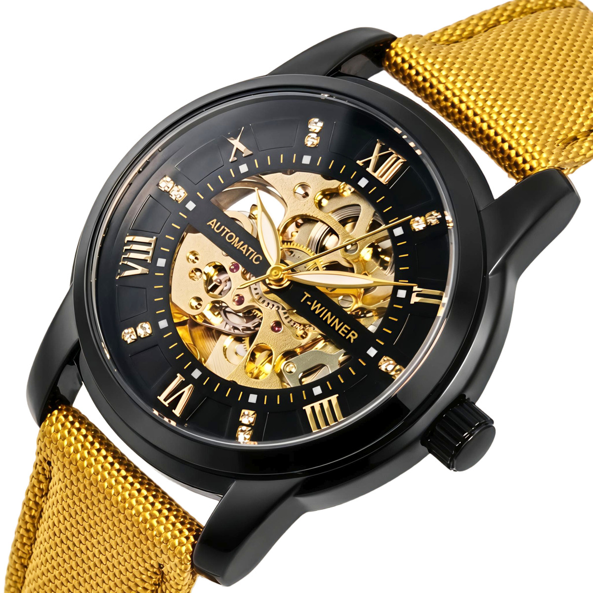 Чоловічий годинник Winner Triumph Sahara Gold 2391 з автозаводом і 2 ремінцями — фото 1