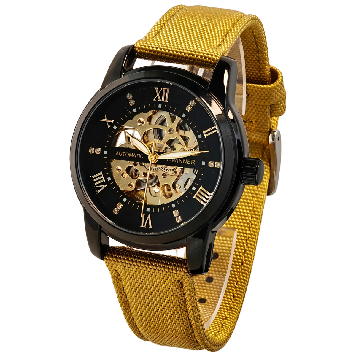 Чоловічий годинник Winner Triumph Sahara Gold 2391 з автозаводом і 2 ремінцями — фото 2