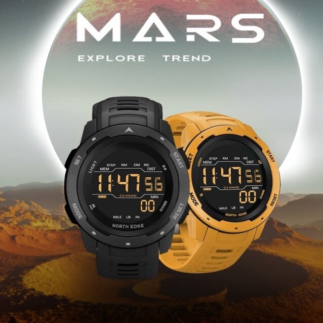 Чоловічий годинник North Edge MARS Pro Black 5BAR з фітнес-трекером — фото 9