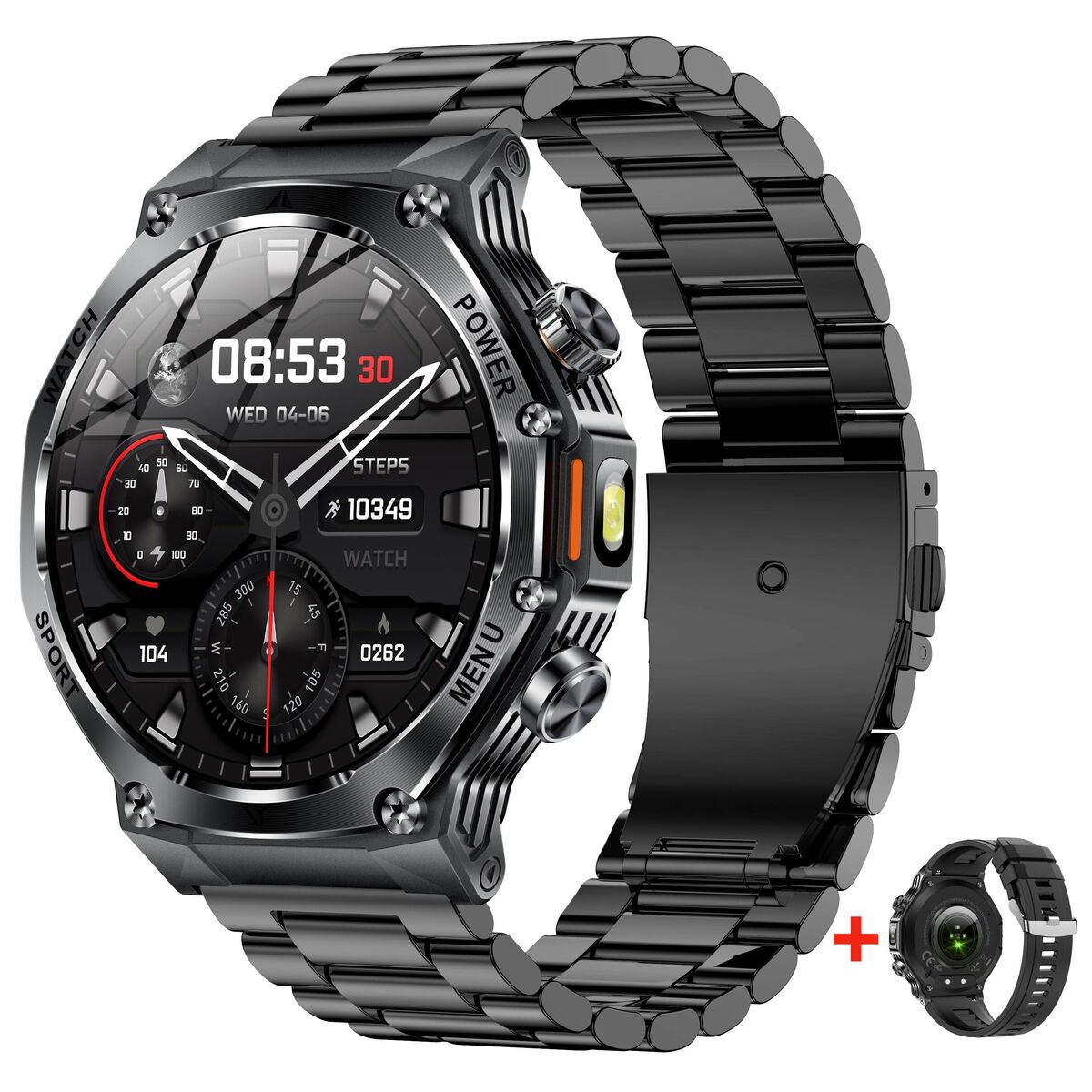 Смартгодинник UWatch Smart Surf X Pro Black Steel 1.8 OLED, чорний, 2 ремінці — фото 2