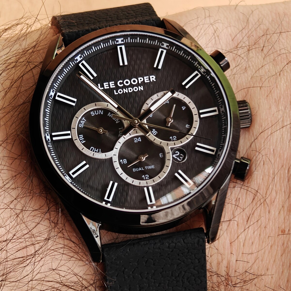 Чоловічий годинник Lee Cooper England Midnight Black 2295, 2 ремінці, чорний — фото 7