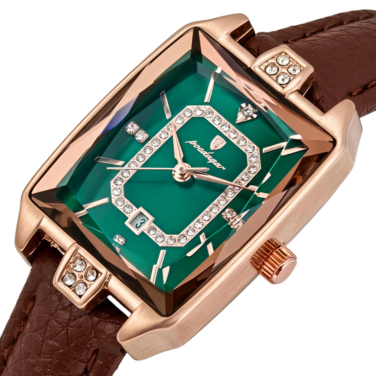 Жіночий годинник Poedagar Magic Leather Classic 2492, зелений циферблат, 2 ремінці — фото 1