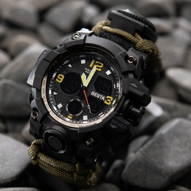 Чоловічий тактичний годинник Besta Life Pro 1435 з компасом, LED-лампою та підсвічуванням — фото 7