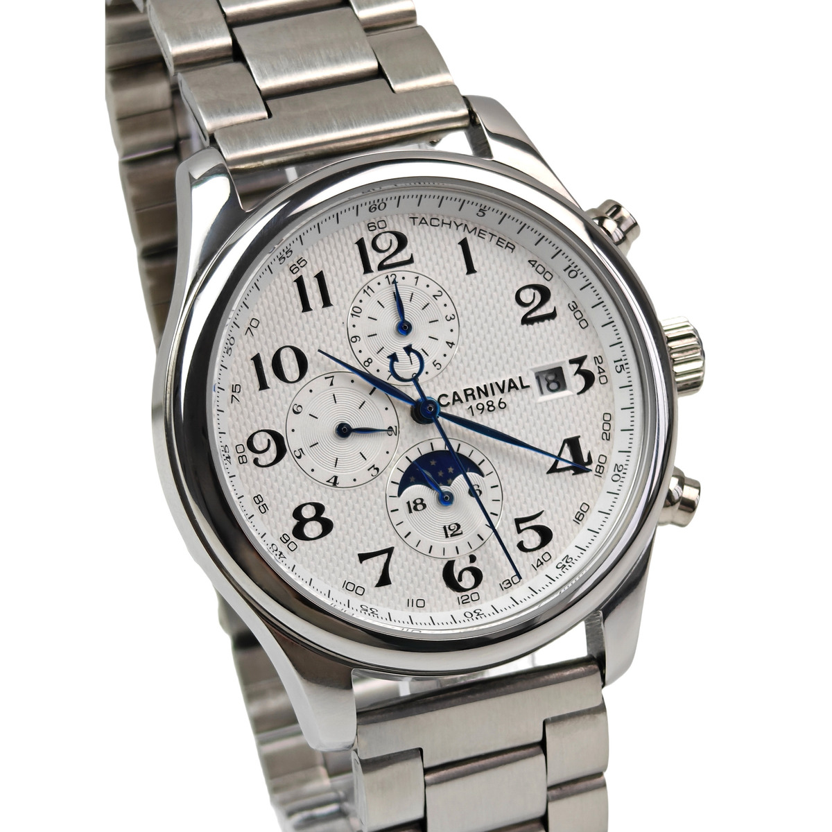 Чоловічий механічний годинник Carnival Masters Silver Metal 2200, 2 ремінці — фото 2