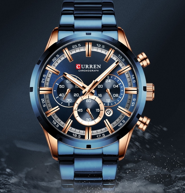 Чоловічий годинник Curren Wild Lava Blue 2461 з хронографом і 2 ремінцями — фото 6