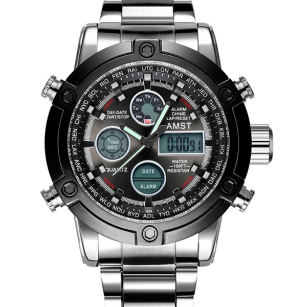 Чоловічий годинник AMST Mountain Steel 1241 зі сталевим браслетом, 50 мм
