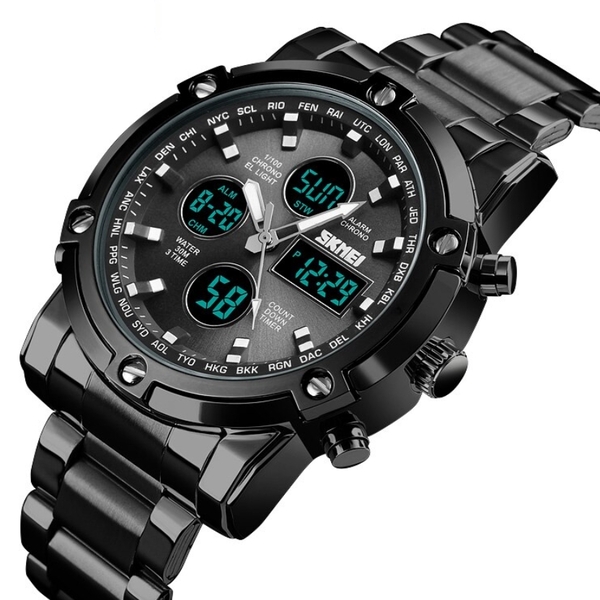Чоловічий годинник Skmei 1210 Molot Limited AllBlack зі сталевим браслетом