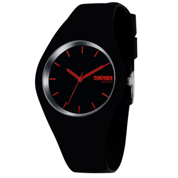 Жіночий годинник Skmei Rubber Black 9068 з чорним каучуковим ремінцем — фото 1