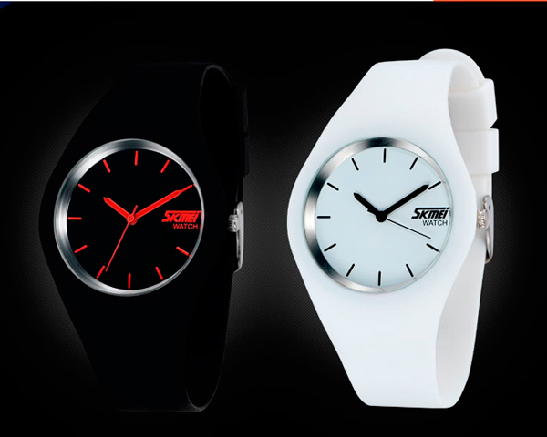 Жіночий годинник Skmei Rubber Black 9068 з чорним каучуковим ремінцем — фото 7