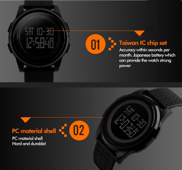 Годинник Skmei Ultra New 1206 з цифровим циферблатом і чорним ремінцем — фото 7