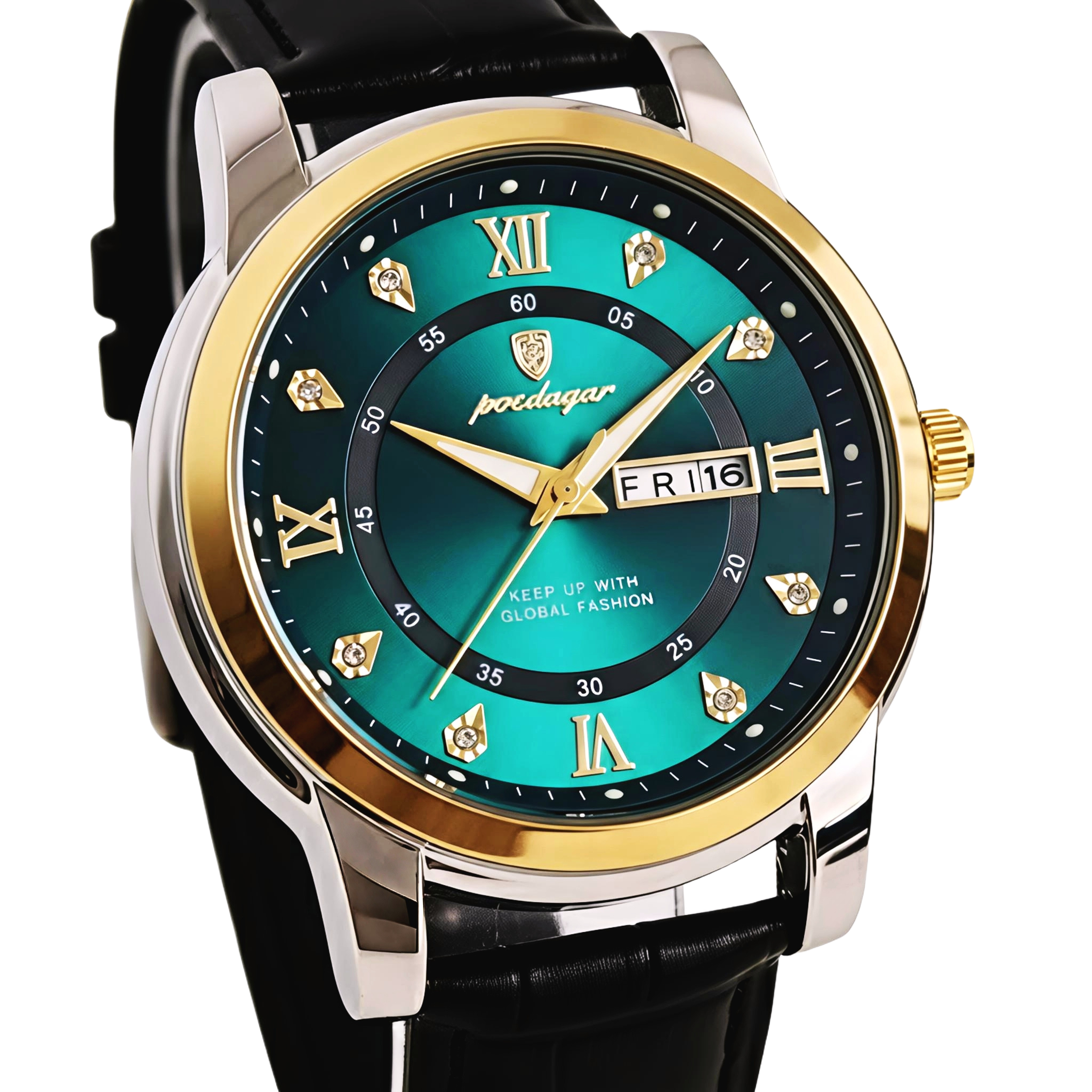 Чоловічий годинник Poedagar Unique Men Leather Deluxe 2167, синій циферблат, 2 ремінці — фото 1