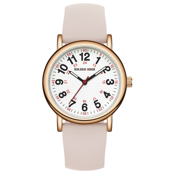 Жіночий годинник GoldenHour Trend Pink 38 мм з рожевим каучуковим ремінцем — фото 2