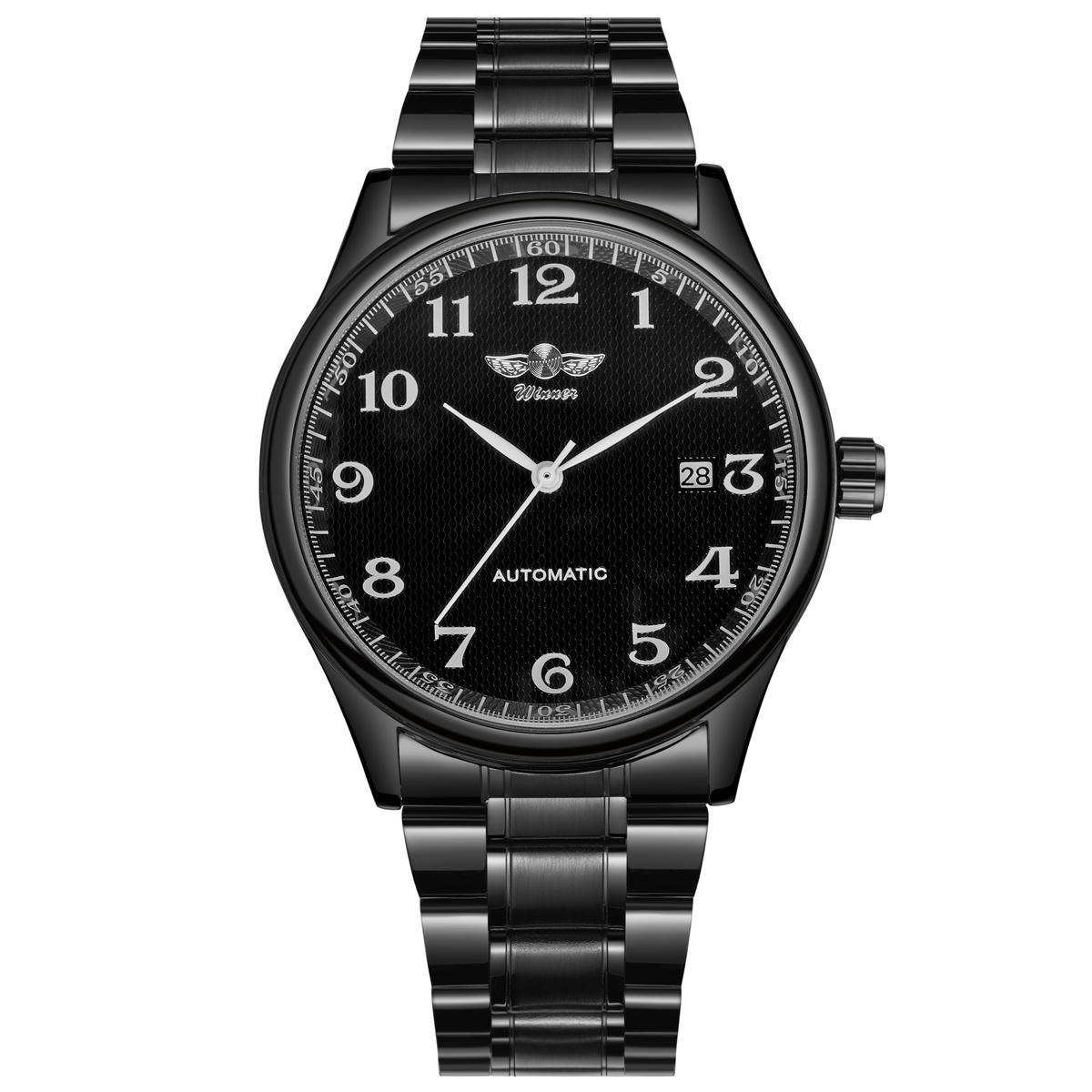 Чоловічий механічний годинник Winner Handsome Black з автозаводом, 41 мм — фото 2