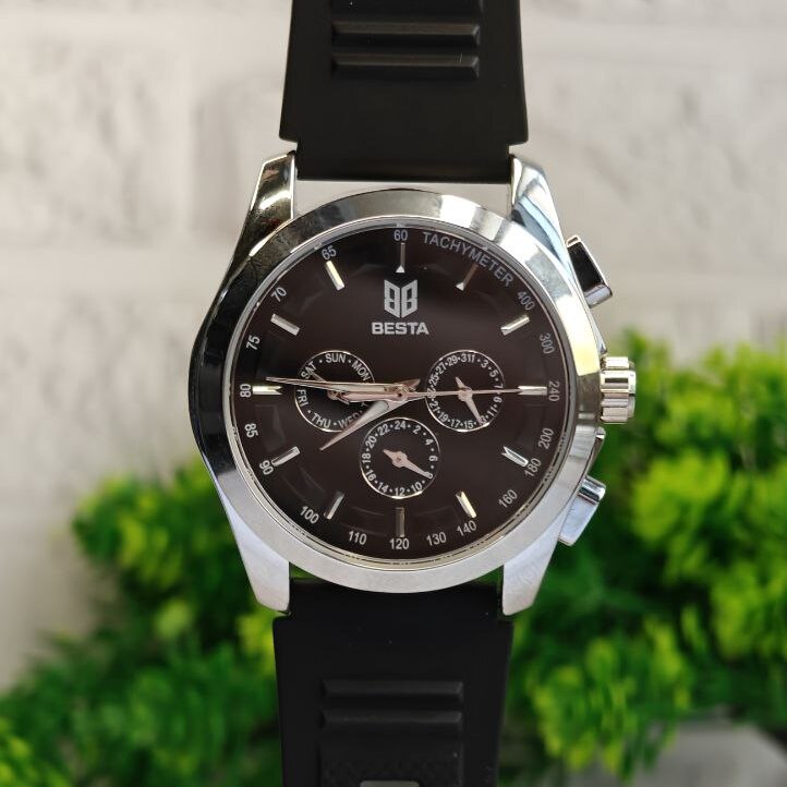 Чоловічий годинник Besta Walker Elastic Black 2132 з автозаводом і 2 ремінцями — фото 8