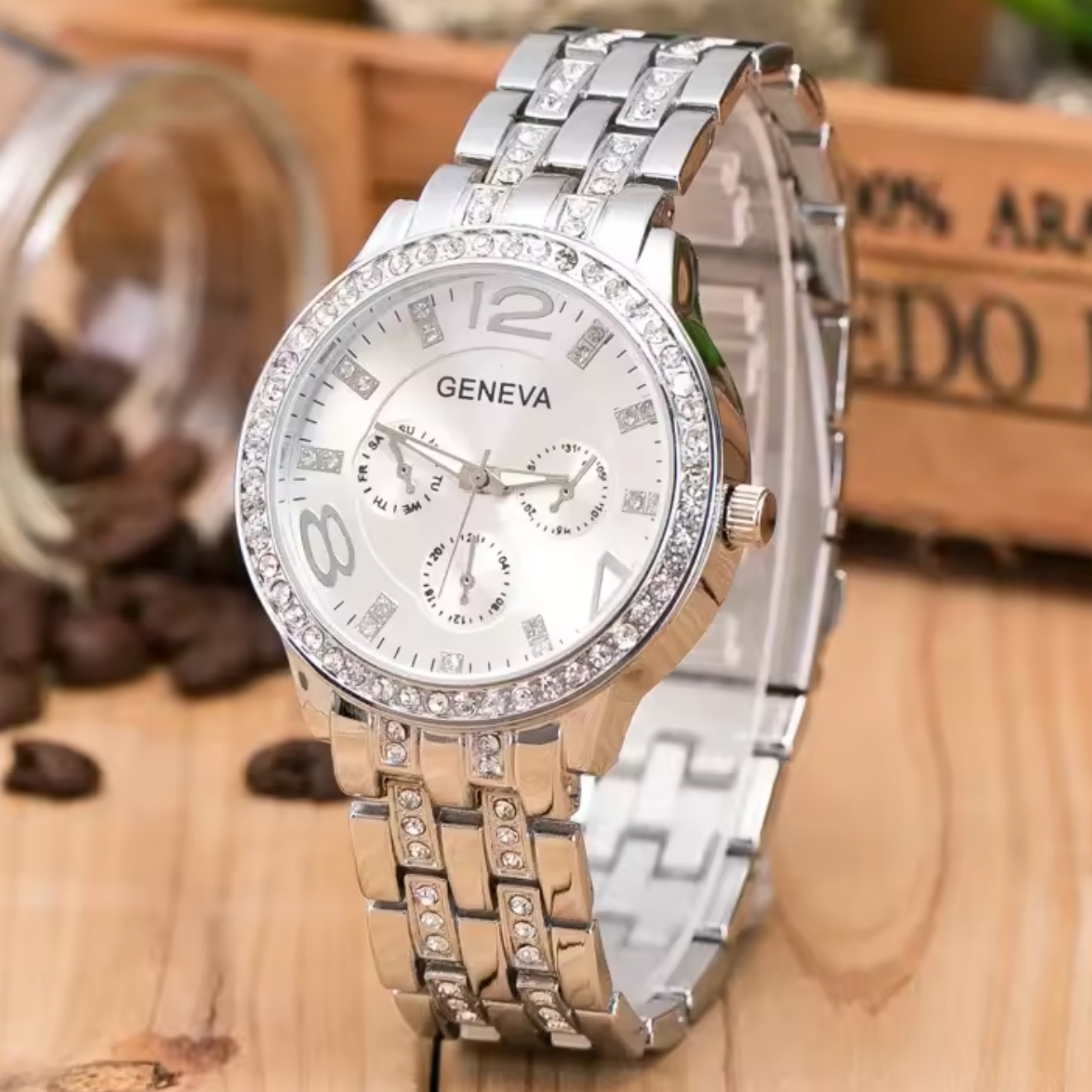 Жіночий годинник Geneva Silver 1320 зі сталевим браслетом, срібний — фото 1