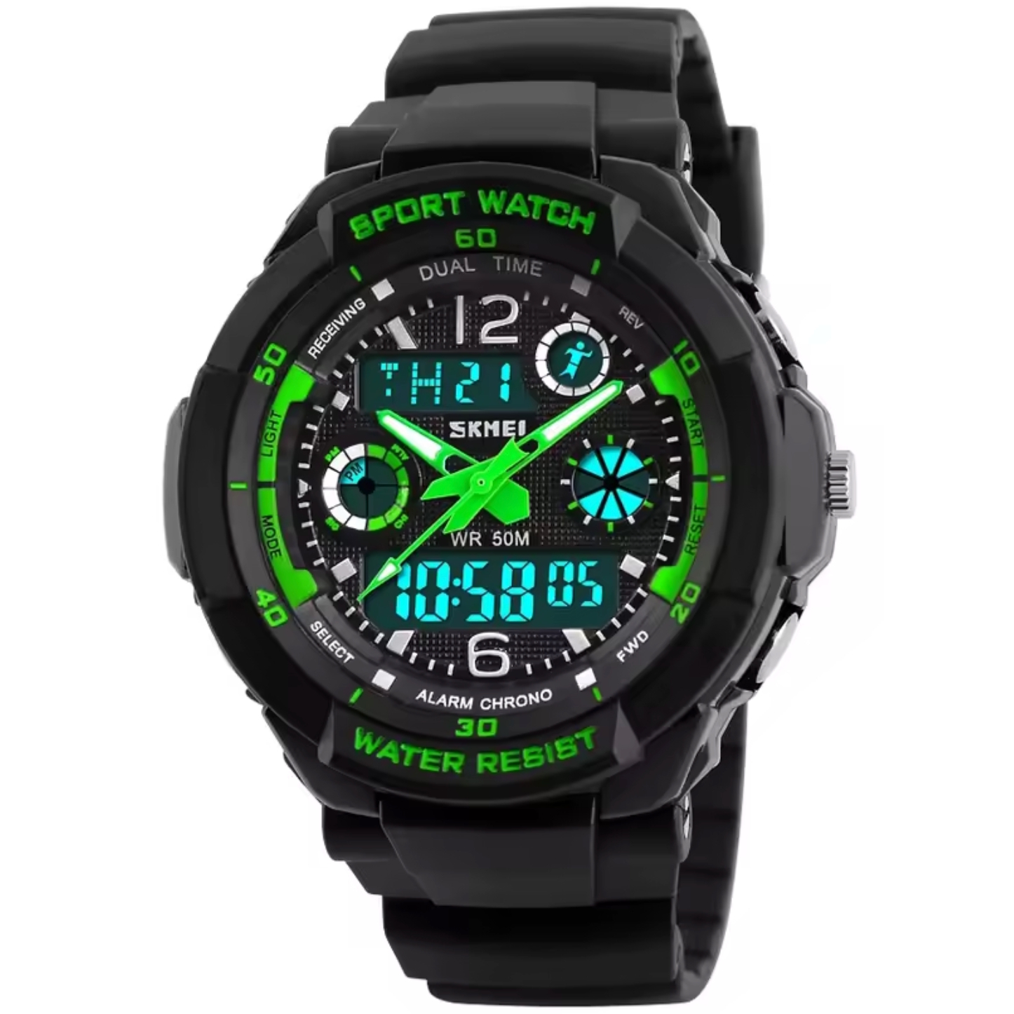 Skmei S-Shock Green 0931 чоловічий спортивний годинник 5 ATM — фото 1