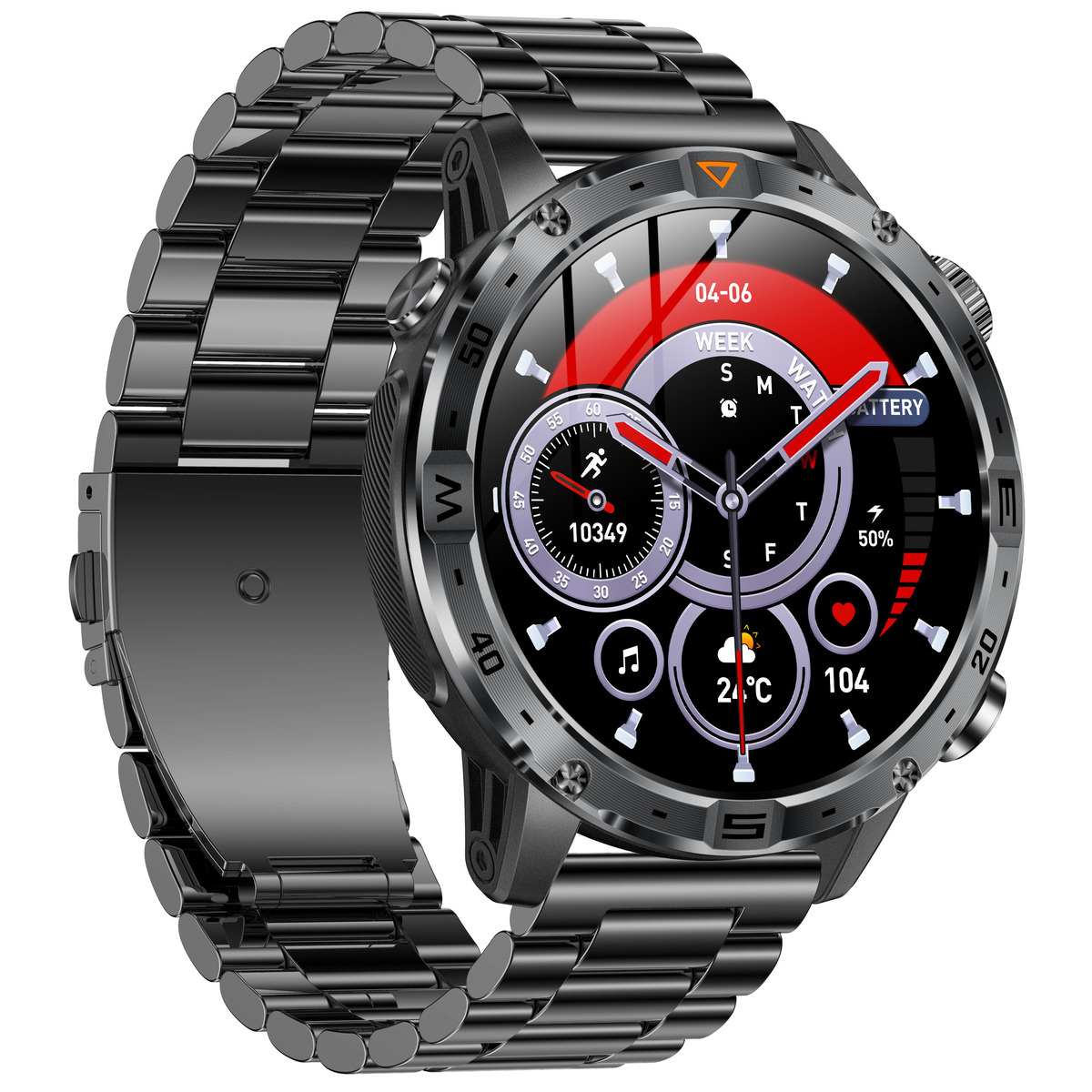 UWatch Smart Fire Steel з компасом, дисплеєм 1,7″, батареєю 1000 мА·год та 2 ремінцями — фото 3