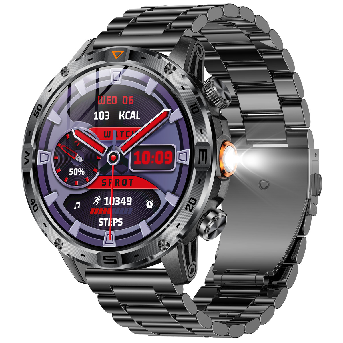 UWatch Smart Fire Steel з компасом, дисплеєм 1,7″, батареєю 1000 мА·год та 2 ремінцями — фото 8