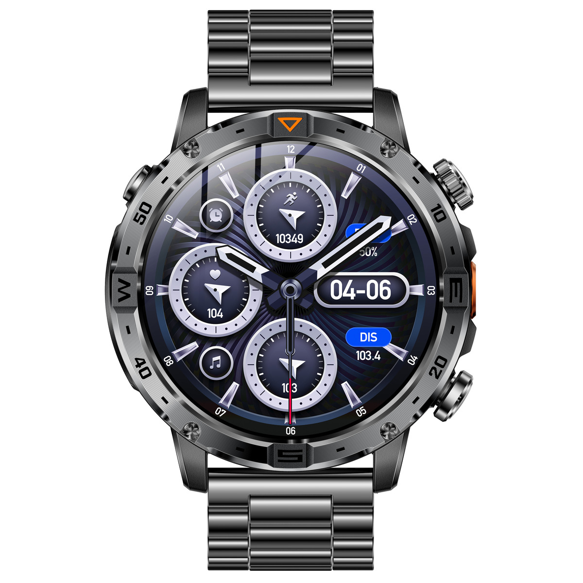 UWatch Smart Fire Steel з компасом, дисплеєм 1,7″, батареєю 1000 мА·год та 2 ремінцями — фото 9