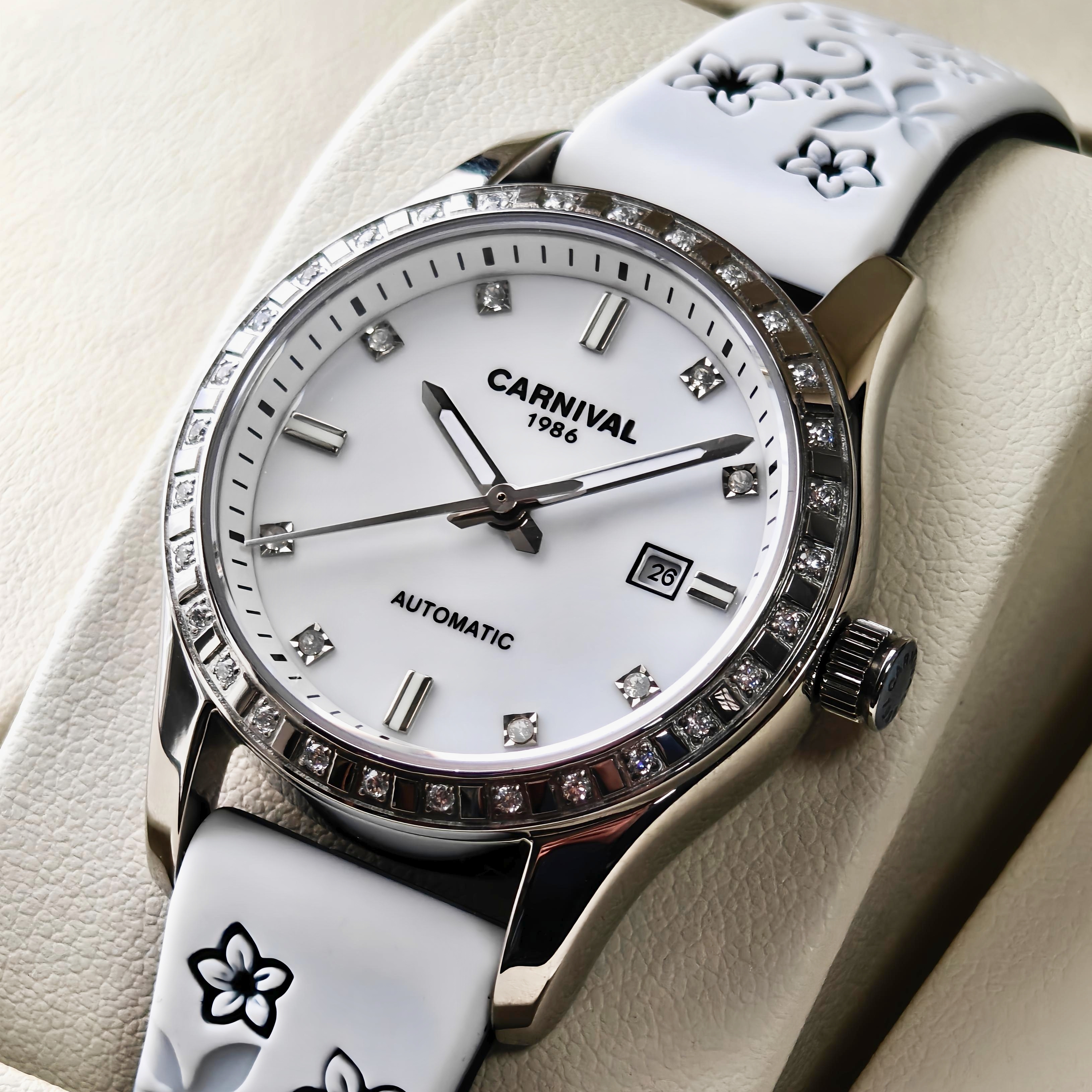 Жіночий годинник Carnival Luiza White Flower 2276 з автозаводом і 2 ремінцями — фото 1