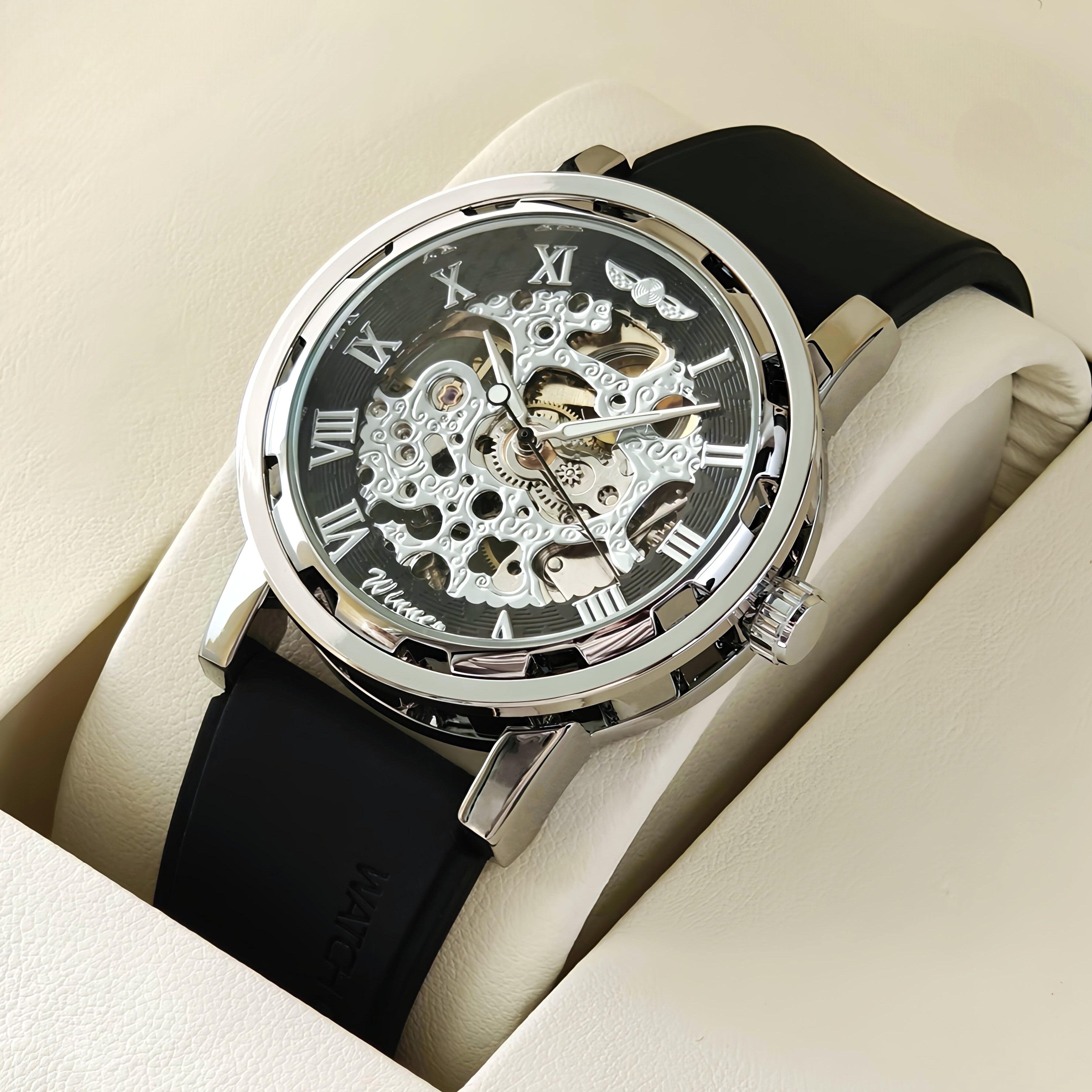 Чоловічий механічний годинник Winner Black R-Series 2275 з 2 ремінцями — фото 1