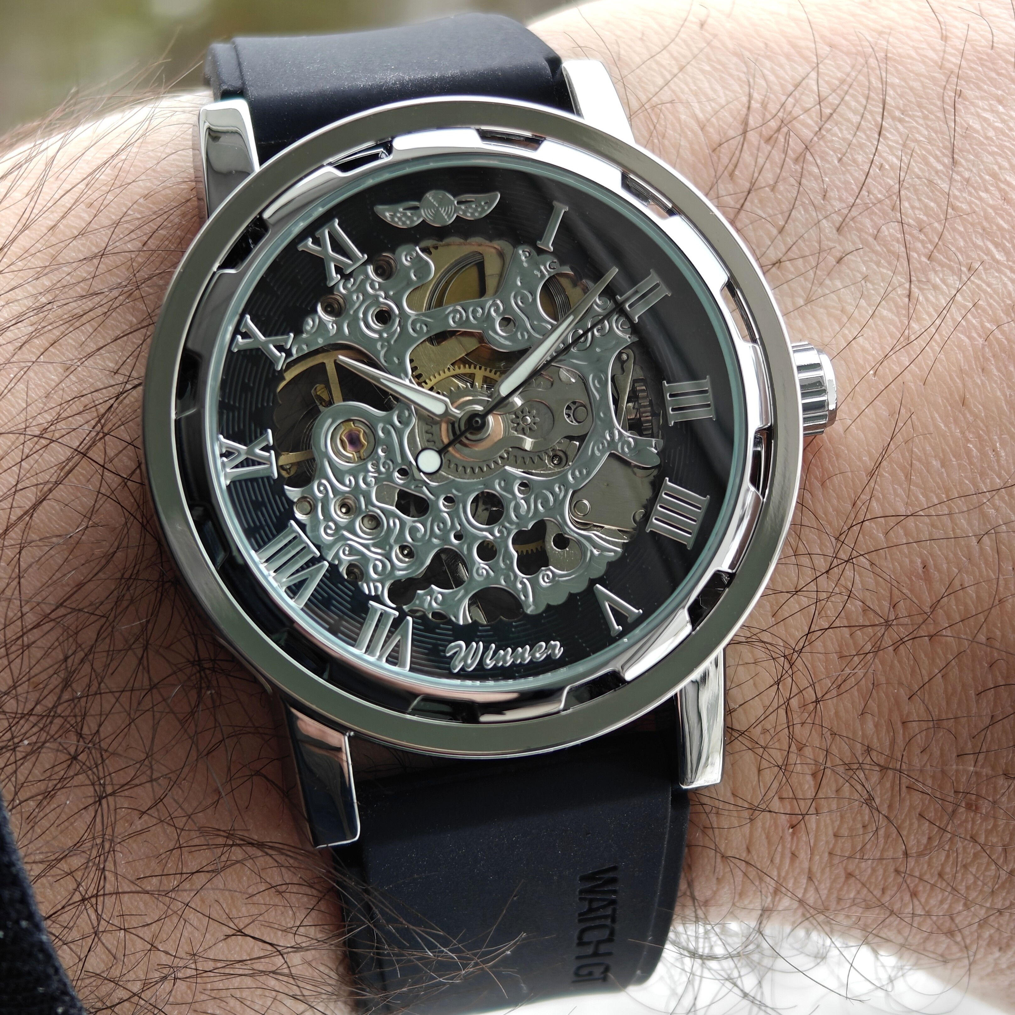 Чоловічий механічний годинник Winner Black R-Series 2275 з 2 ремінцями — фото 7