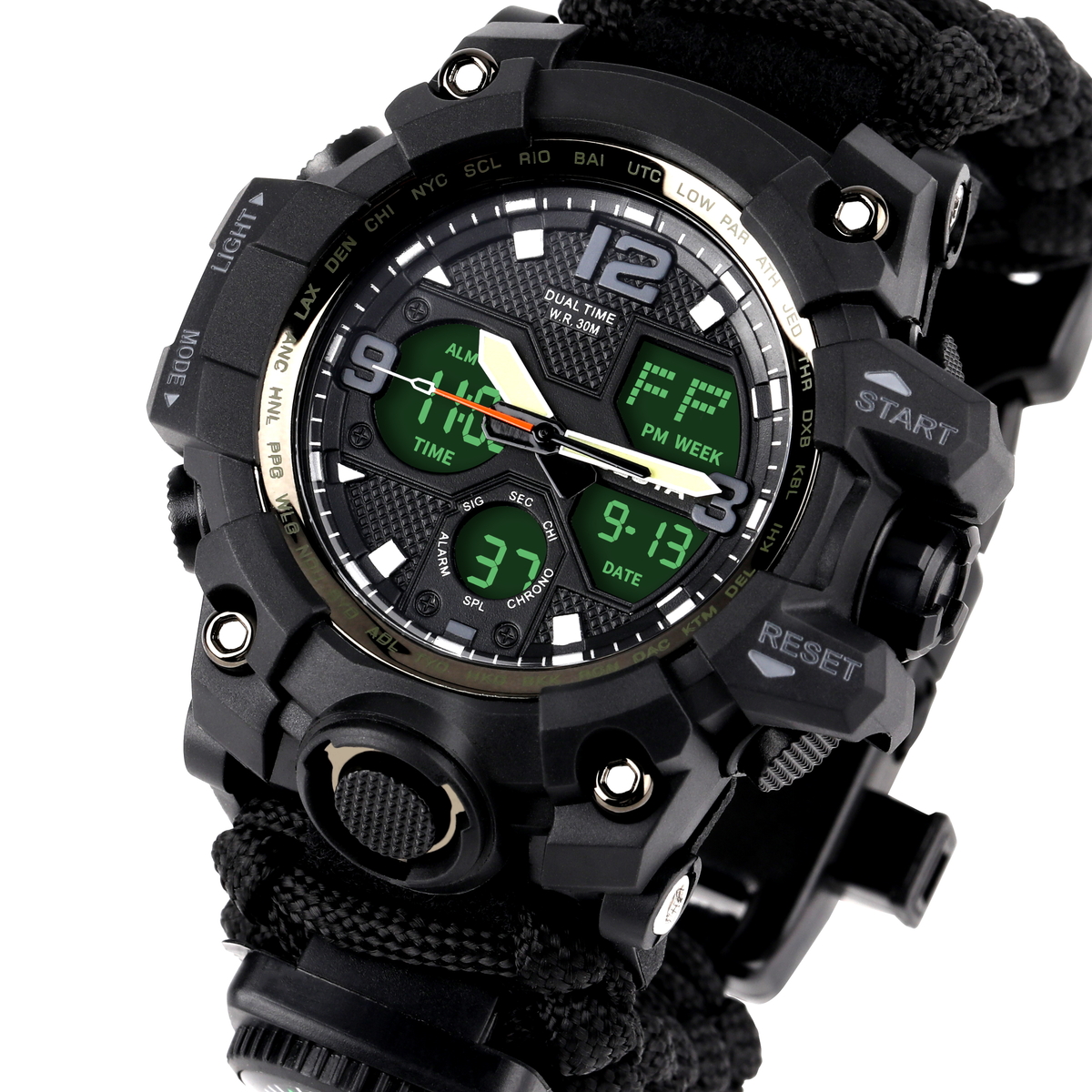 Чоловічий тактичний годинник Besta Life Pro AllBlack 1547 з компасом — фото 1