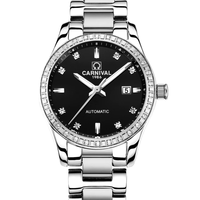 Жіночий механічний годинник Carnival Luiza Black 8715 із чорним циферблатом — фото 1