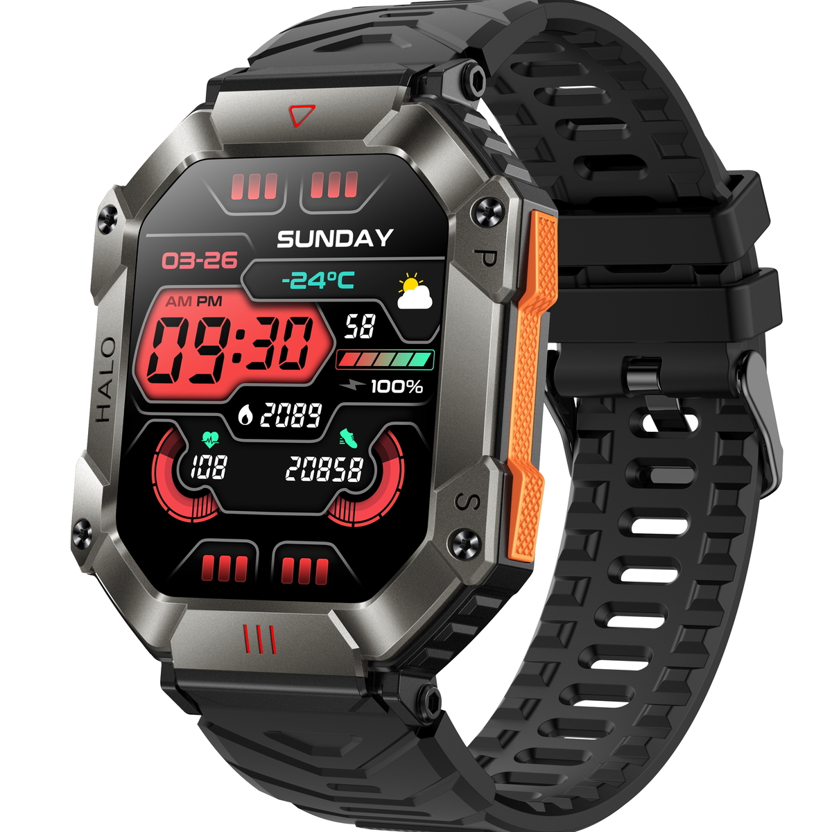 Смартгодинник UWatch Smart Racer K+ Black з компасом, Amoled 2″, Bluetooth 5.0 — фото 1
