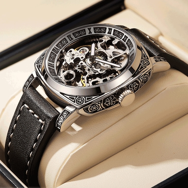 Чоловічий механічний годинник WishDoIt Baron 7011 Skeleton з автозаводом — фото 1