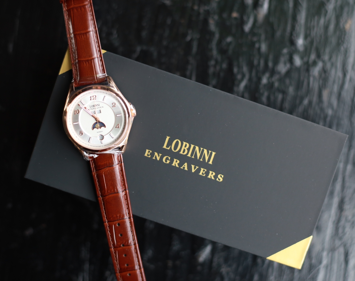 Чоловічий механічний годинник Lobinni Premium 4409 із автозаводом, білий циферблат — фото 8