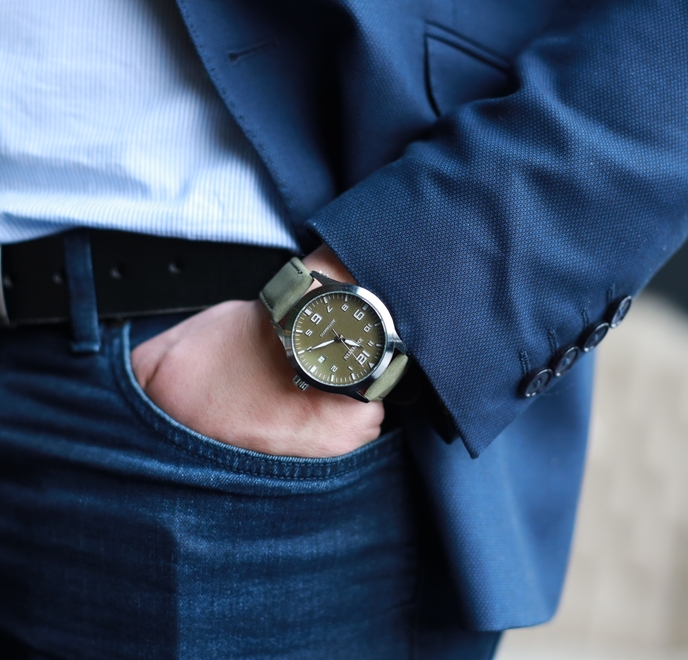 Чоловічий годинник Ochstin Military 8908 з автозаводом і темно-зеленим циферблатом — фото 8