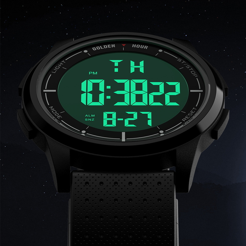 Чоловічий годинник GoldenHour Water Metal Black 2469 з двома чорними ремінцями — фото 6