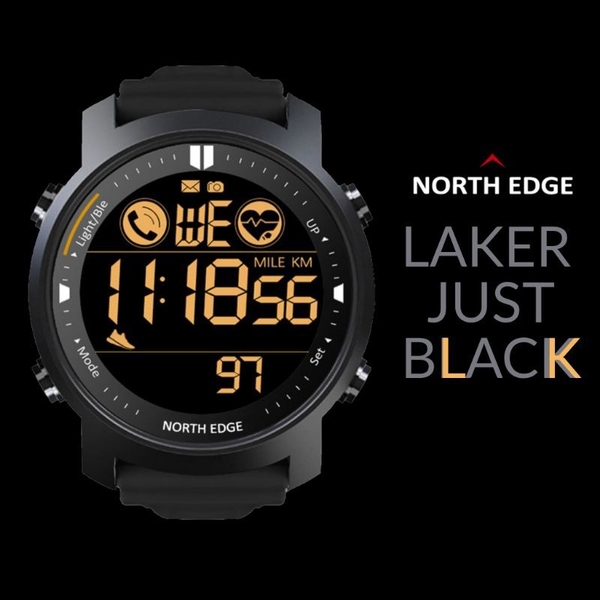 Чоловічий годинник North Edge Laker Black 5 bar з фітнес-трекером, 44 мм — фото 2